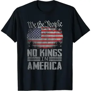 100% Cotton No Kings in America US Flag Vintage Men Women (On Back) T-Shirt