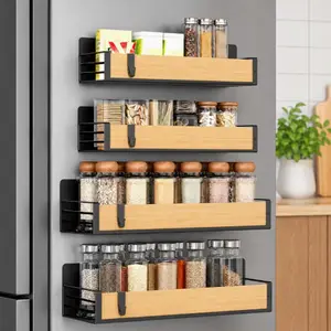 4 Pack Magnetic Spice Storage Rack Organizer for Refrigerator And Oven, Fridge Organizers And Storage