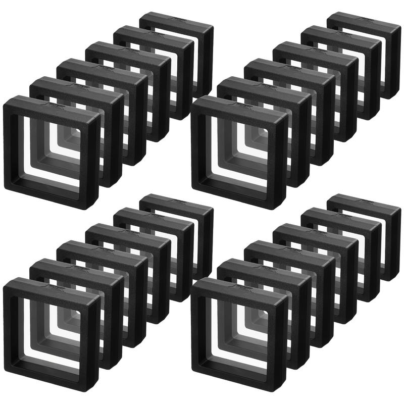 60pcs Black 3D Floating Coin Display Cases - Versatile Holder Stands ...
