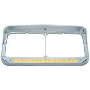 United Pacific 32352 – 14 LED Chrome Rectangular Dual Headlight Bezel with Visor