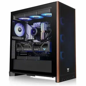 Thermaltake S370 WS Computer Case - Black - Wood - 4 x 120mm Fan(s) Installed - 9 x Fan(s) Supported