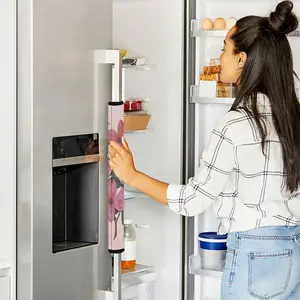 2pcs 4.7x15.7 inch Pink Dogwood Flower pattern Kitchen Appliance Handle Dust cover ,Kitchen appliance handle decoration, detachable and reusable protective covers, suitable for refrigerators, dishwashers, microwave ovens, ovens, home decoration, 3.26CYJ-1