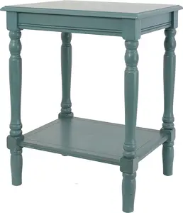 Set of 2, End Side Table, Antique Iced Blue, 24 x 19.5 x 15.75