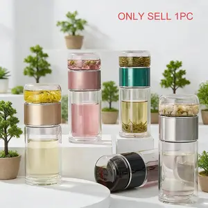 Heat-Resistant Glass Tea Water Separating Cup, Dual-Layer Thick Design, Anti-Slip Handle, Perfect Gift for Christmas, Father’s Day, Mother’s Day, Reusable Glass Cup