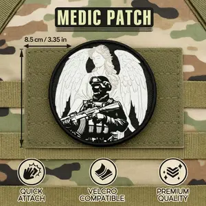 Angel Guardian Quick-Adhesive Velcro Patch, Medic Patch, Perfect Tactical Gear Choice, Includes Hot Melt Glue Hook & Loop Fastener, Iron-On Logo Patches, Hook And Loop Fastener