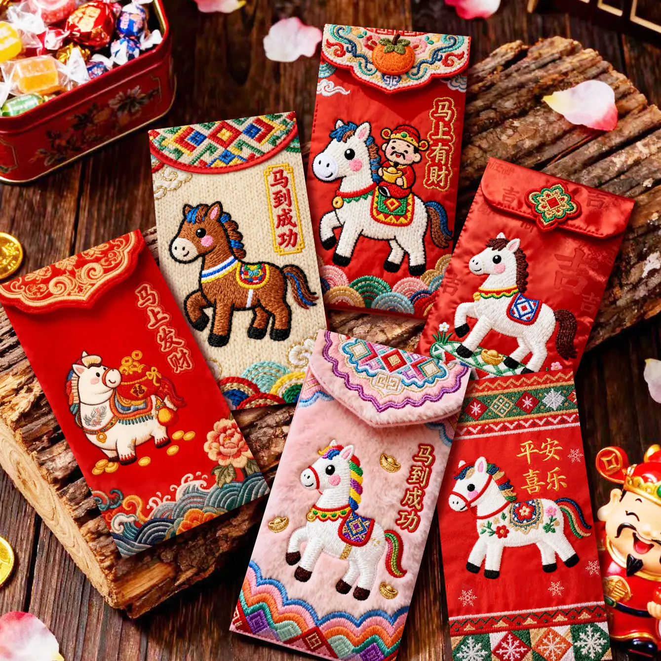 30 Pcs 2026 Year of the Horse Red Envelopes New Year Pattern Printed Non-Embroidered High-End Lucky Money Bags for Family Friends Good Luck Symbols Bilingual Blessings Lunar New Year Cash Gift Envelopes