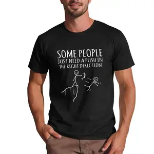 Funny Stick Figure "Right Direction" Quote Graphic T-Shirt Casual Humor Tee for Everyday Wear