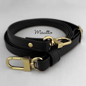 Black Adjustable Leather Strap for LV Pochette, Alma, Eva, Croisette, etc - Petite 1/2 inch (13mm) Wide