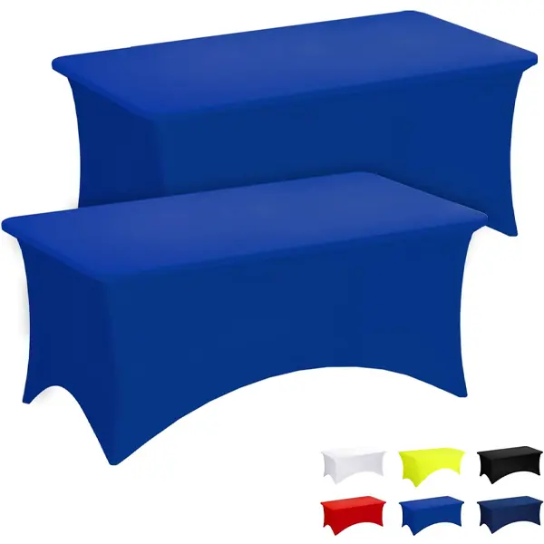 2-Pack Spandex Table Covers , 6ft Wrinkle-Resistant Stretch Fitted Protectors for Standard Rectangle Folding Tables, Ideal for Parties, Trade Shows