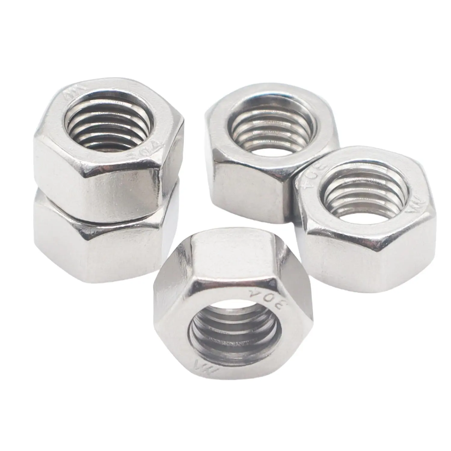 Metric M6 Hex Nuts, M6-1.0mm Stainless Steel Standard Metric Coarse Thread Hardware Nuts; 100 count