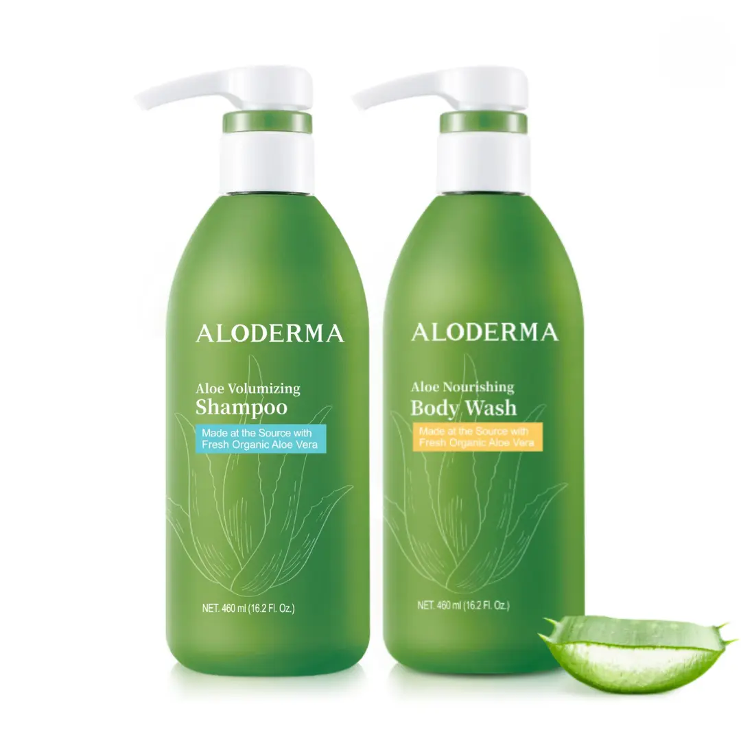 Aloderma Hair & Body Set - Volumizing Shampoo, Nourishing Body Wash