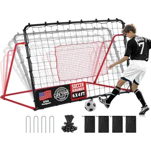 Soccer Rebounder Net, 10 Adjustable Angles 6x4FT Soccer Kickback Trainer for Passing, Ball Control & Volley Practice, Easy Setup Portable Football  Net for  & Team Use