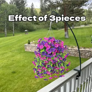 3pcs Artificial Faux Floral Hanging Flowers Plants, UV Resistant Silk Morning Glory & Eucalyptus Vine, Elegant Flower Design, Durable Outdoor Garden Decor