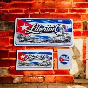 Libertad Cuban Pride Flag Collectible Plate (6x12 in) - Includes 3x6 in Sticker and 2 Mini 3x2 in Stickers