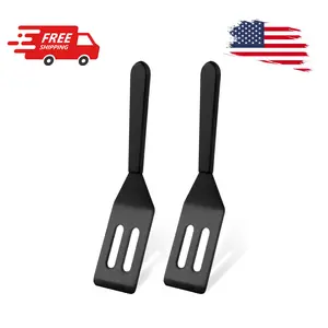 Small Silicone Spatula for Nonstick Cookware, Heat-Resistant (Black-2)