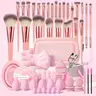 Women's 70Pcs Pink Multi-Pack Makeup Brushes Set - Professional Travel Kit for Female Adults with Sponges, Storage Bag, Cleaning Brush, Face & Eye Tools, Vanity Accessories, Gifts for Female Adults