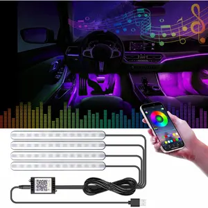 Smart Car LED Under Dash Light Foot Well Interior 29 Modes Static Gradient Strobe Sync App Control USB 5V Neon Lighting No Remote Control underglow  install  easy interior  led  lights aesthetic  car  mods, Easy Install