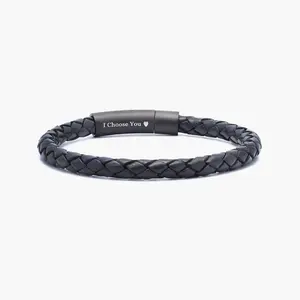 Personalized Leather Bracelet with Hidden Custom Message
