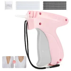 Fine Stitch Handheld Sewing Machine for Clothes, Multifunctional Tagging Gun with 5 Fine Needles, 500 Black Micro Fasteners, 500 White Micro Fasteners – Sewing & Craft Supplies for Home Use ( Pink ) outdoorfun