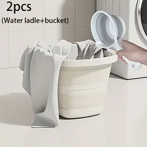 Foldable buckets, Bucket with lid, portable plastic buckets, foldable, space-saving, portable outdoor car fishing buckets, household large-capacity dirty laundry baskets, washing buckets, foot soaking buckets