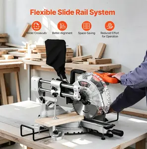 VEVOR Sliding Compound Miter Saw, 10-Inch Blade, 15 Amp Motor, 60-Tooth, Corded Double Bevel Sliding Miter Saw, LED Precision Alignment, Angle Adjustable, for Wood, Composite Decking, Laminates