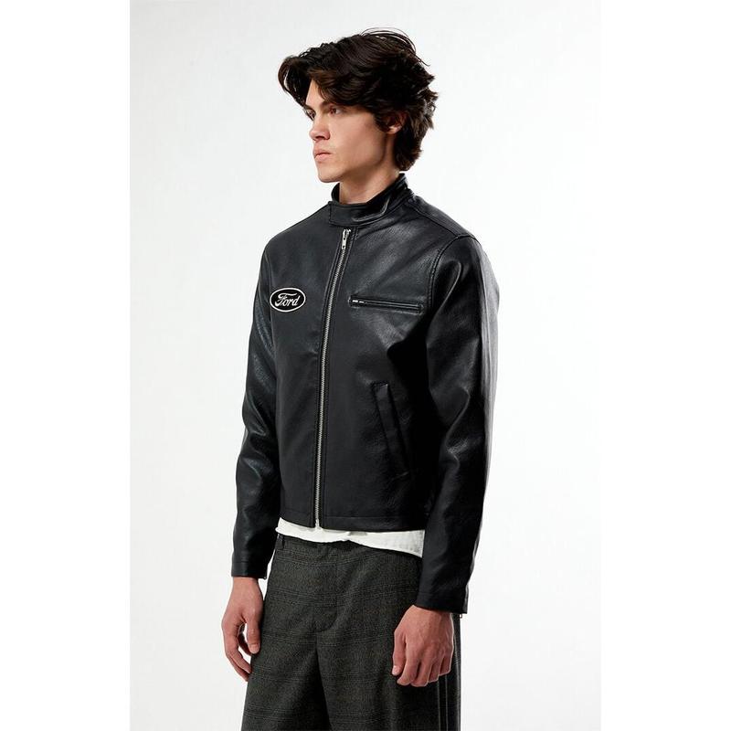 FORD Men's Cafe Racer Faux Leather Jacket