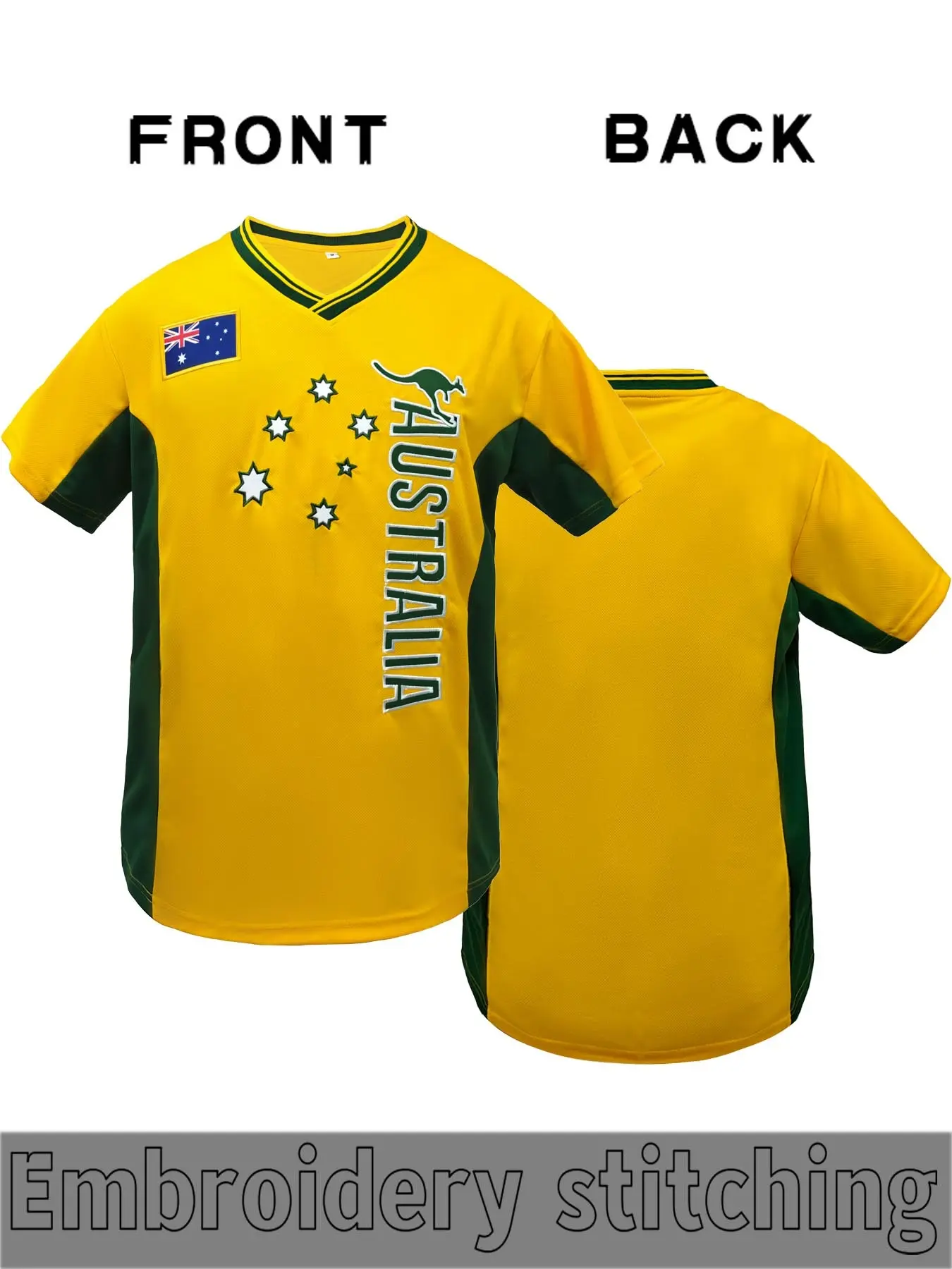 Men's Soccer Jersey Australia National Team Kangaroo Theme Vintage Short Sleeve T-Shirt, Breathable Fabric, Loose Fit, Sports Casual Wear