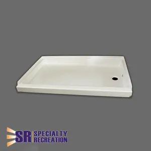 212 MAIN BRI-RUS Specialty Recreation 24 x 40 in. Parchment Shower Pan with Right Hand Drain - Indoor Use, Right Drain