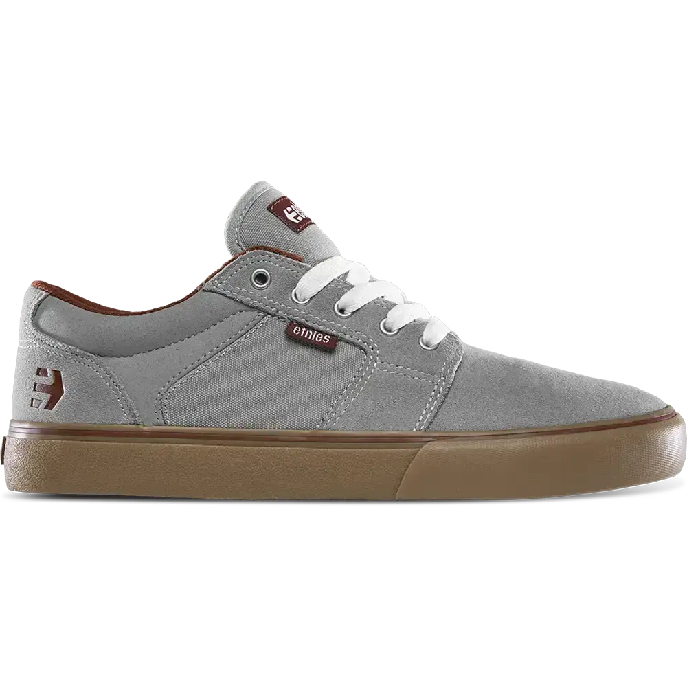ETNIES Barge LS Skate Shoe - Grey & Brown - Foam Lite Insole - Single-Wrap Vulcanized Construction - Modern Low-Top Design