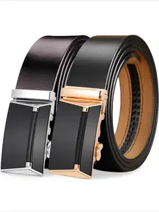 Men's High-quality Genuine Leather Belts Metal Automatic Buckle Waistband Luxury Design Business Fashion Versatile Waist Straps Casual Modern Waistband Exquisite Belt
