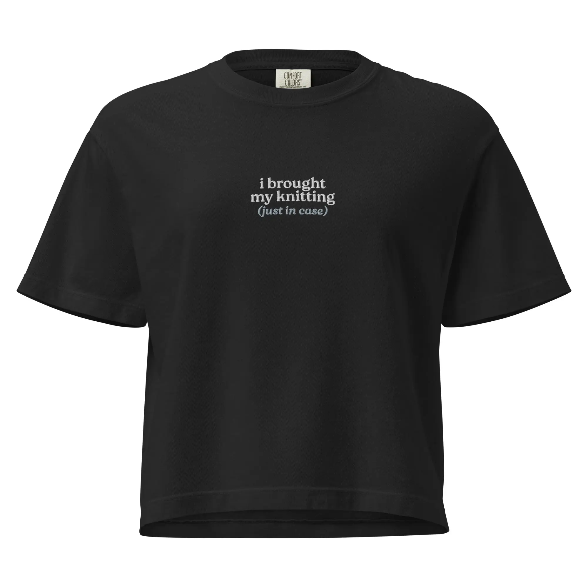 i brought my knitting (just in case) – Boxy Crop Tee (Tonal)