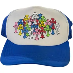 Chrome Hearts Multi Color Crosses Trucker Hat Blue/White - Like New