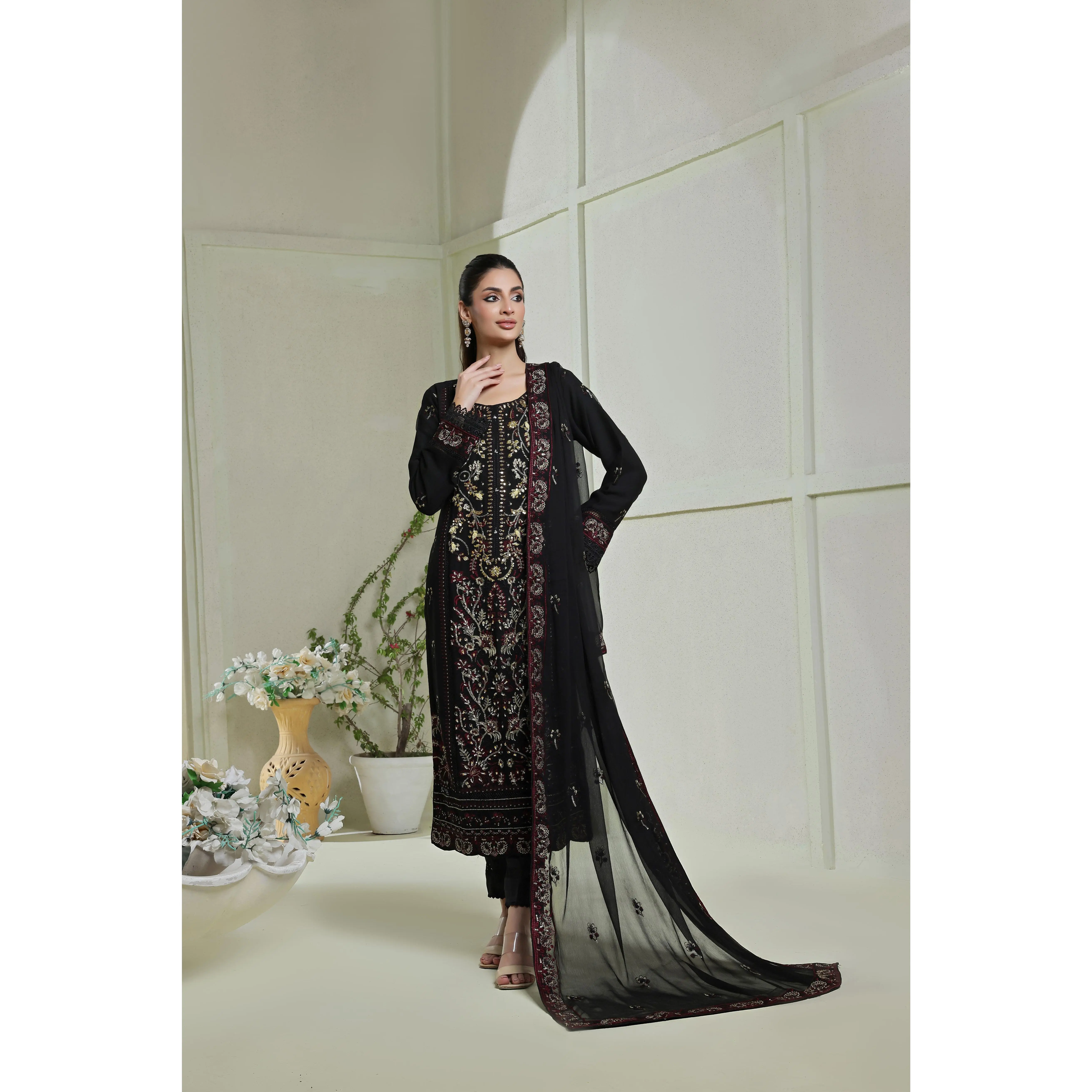 Wardah Uzair - 05092503 - 3 Piece Embroidered Chiffon