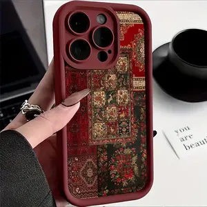 Ancient Patchwork Carpet Pattern TPU Case Compatible with iPhone 17 Pro Max/16 Pro Max/15/14/13 Pro/12/11/7/8 Plus/X/XR/XS Max, Anti-Drop Minimalist Creative High-Quality Step Protection Cover, Holiday Gift for Various Occasions