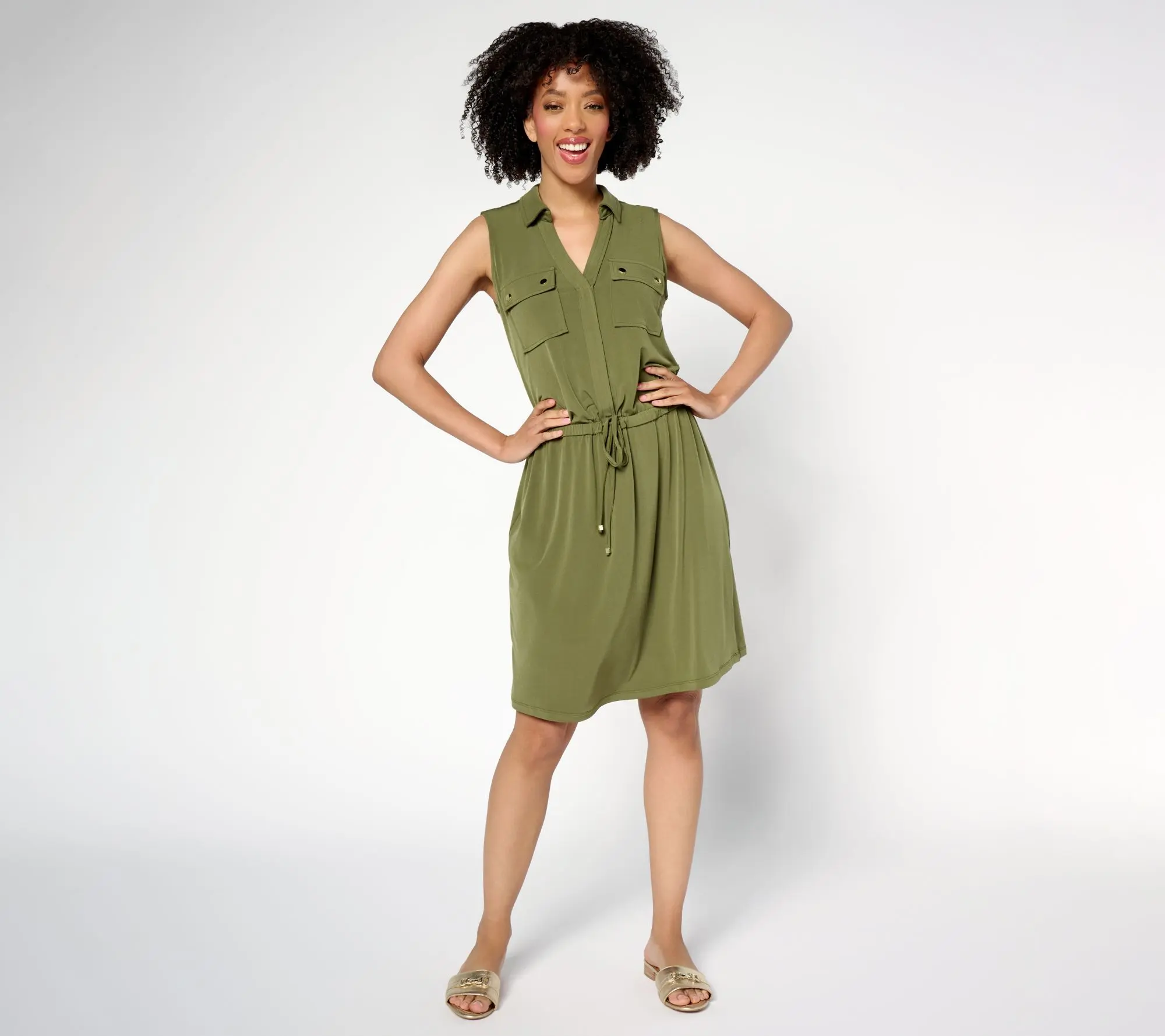 Susan Graver Every Day Regular Liquid Knit Drawstring Waist Dress - TikTok  Shop