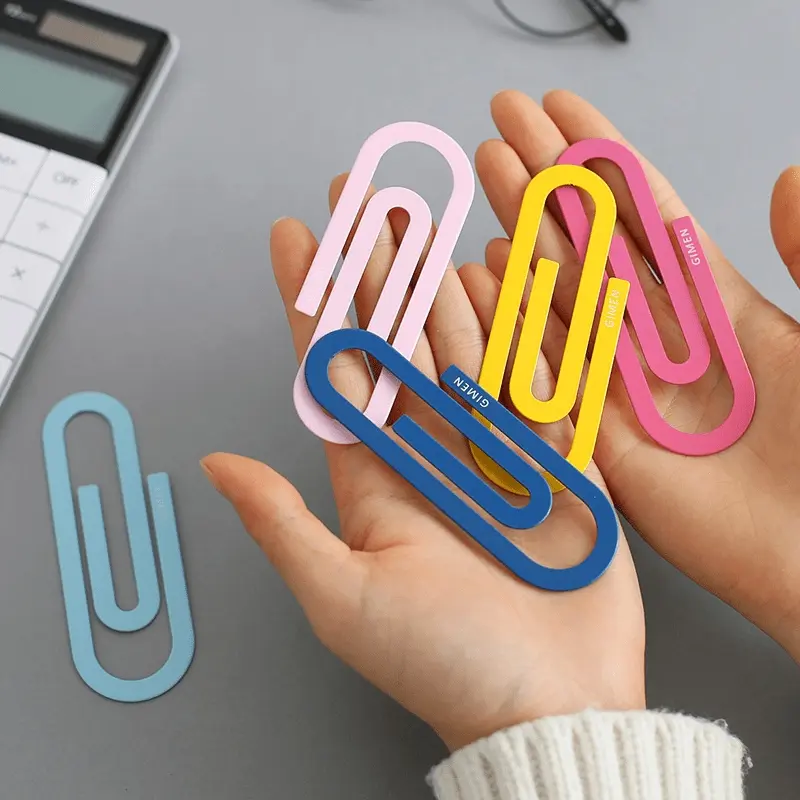 2/4/6/8pcs Cute Colorful Small Large Metal Paper Clip Bookmark Kawaii Stationery Paperclips Planner Clips Office School Supplies Lettering