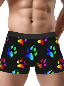 Paw Pattern Rainbow Men Underwear - Menswear Briefs with Vibrant Colors and Comfortable Fit