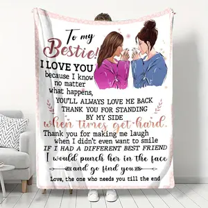 To My Besties Letter Pattern Blankets, Slogan Print Blanket, Soft Throw Blanket, Cool Bedroom, Bedroom Accessories, Cozy Napping Blanket for Home Office Car, Christmas Gifts, Christmas Decorations