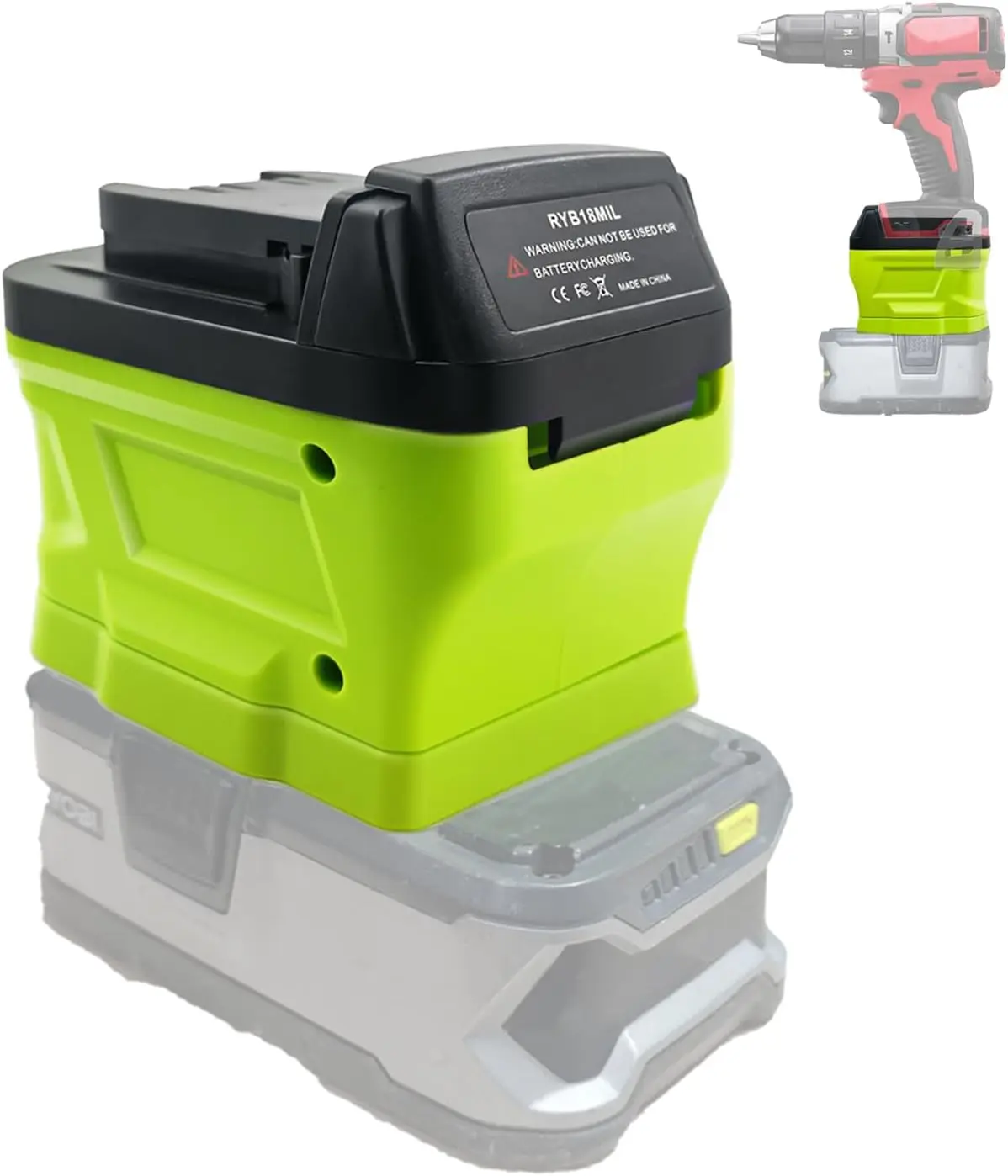Battery Adapter for Milwaukee M18 18V Cordless Tools, Converts for Ryobi 18V Batteries to Power M18 Equipmen