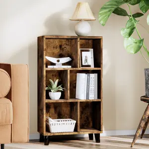 3 Tier Vintage Bookcase with Legs,RetroWood Storage Organizer Shelf.FreeStanding Open Cabinet Rack, Rustic BrownDisplay Bookshelf for Bedroom,LivingRoom.OfficekitchenGallerv