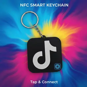 Tik-Tok NFC - Smart Tap Keychain for Phone Sharing & Quick Links - Tap-to-Share Technology - Works with iPhone & Android - Rewritable NFC Chip - Compact Design - Perfect for Digital Business Cards & Social Media Sharing