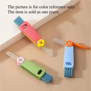 1pc Multi-Functional 3-in-1 Cup Lid & Gap Cleaning Brush - Soft Bristle Scrubber for Kitchen & Bathroom, Portable Household Tool, No Electricity Needed, Hanging Design for Easy Storage