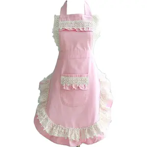 Cute Adjustable Apron for Home Work, Cake Kitchen Restaurant Cooking Apron for Women and Girls with Pockets, Perfect for Mother's Day Gift, Pink