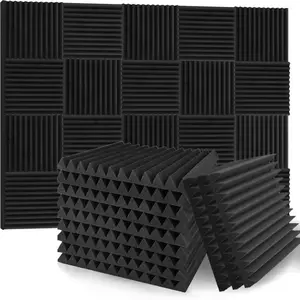Soundproofing 12 Grooves 80 Packs Noise Reduction Foam Panels 1" x 12" x 12" with 420PCS Double-Side Adhesive. Noise-Cancelling Foam Panels optimize sound quality for room decoration, ideal for creators, streamers, and gamers. Room Accessories.