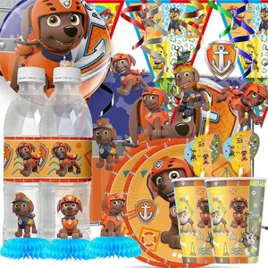 Zuma Paw Patrol Orange Birthday Decorations Cartoon Theme Kid Baby Shower Party Banner Balloon Plate Tablecloth Supplie Toy Gift