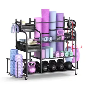 220 Lbs. Yoga Mat Storage Racks Gym Sports Equipment Storage Organizer with Black Finish LTMATE