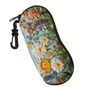 Small Chrysanthemum Printed Glasses Case Portable Storage Box Perfect Gift for Women Daily Use