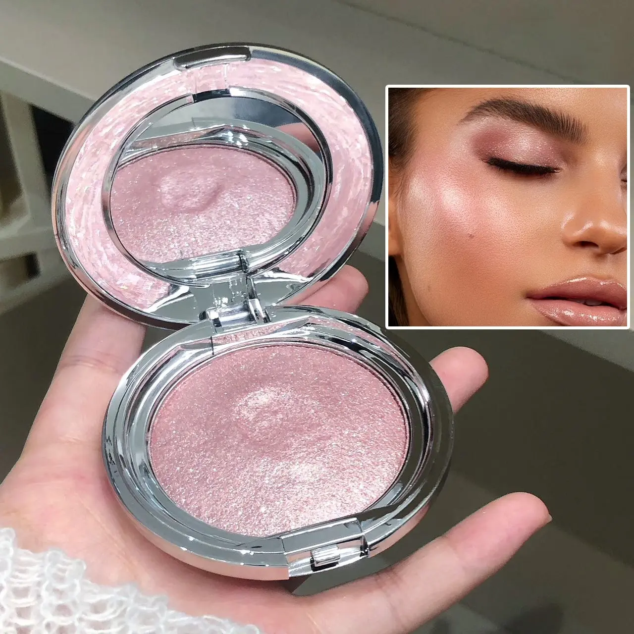 Long-lasting Highlighter Palette, 1 Count Shimmering Highlighter Powder, High-gloss Sparkling Makeup Palette, Glitter Highlighter, High Shine Makeup, Suitable for Daily, Office and Dating Makeup