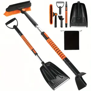 41 Inch 5 in 1 Extendable Snow Brush and Ice Scraper Set, Rotatable Snow Broom with Shovel, Foam Grip Carbon Fiber Telescoping Winter Car Snow Removal Tool for Auto Windshield