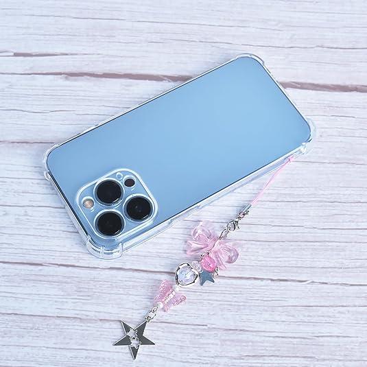 1-4PCS Cute Y2K Phone Charms – Aesthetic Strawberry, Butterfly & Star Beaded Strap for Phone, Keychain, AirPods, Bag & Camera Accessories
